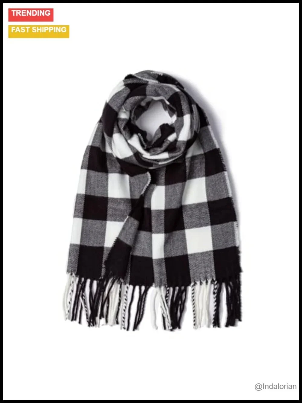 Winter Plaid Neck Scarf Unisex Warm Soft Acrylic Classic Fall